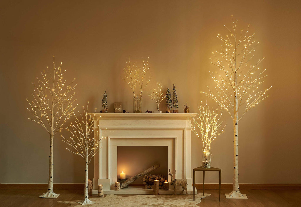 Lighted Birch Tree 8FT 240 Warm White Lights I7088