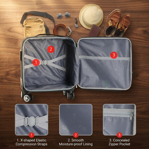 18 inch Carry on Luggage with Spinner Wheels Black H255