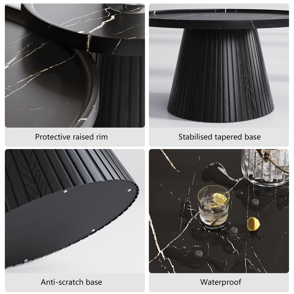 Black Marble Veneer Nesting Coffee Table Set of 2 G886144