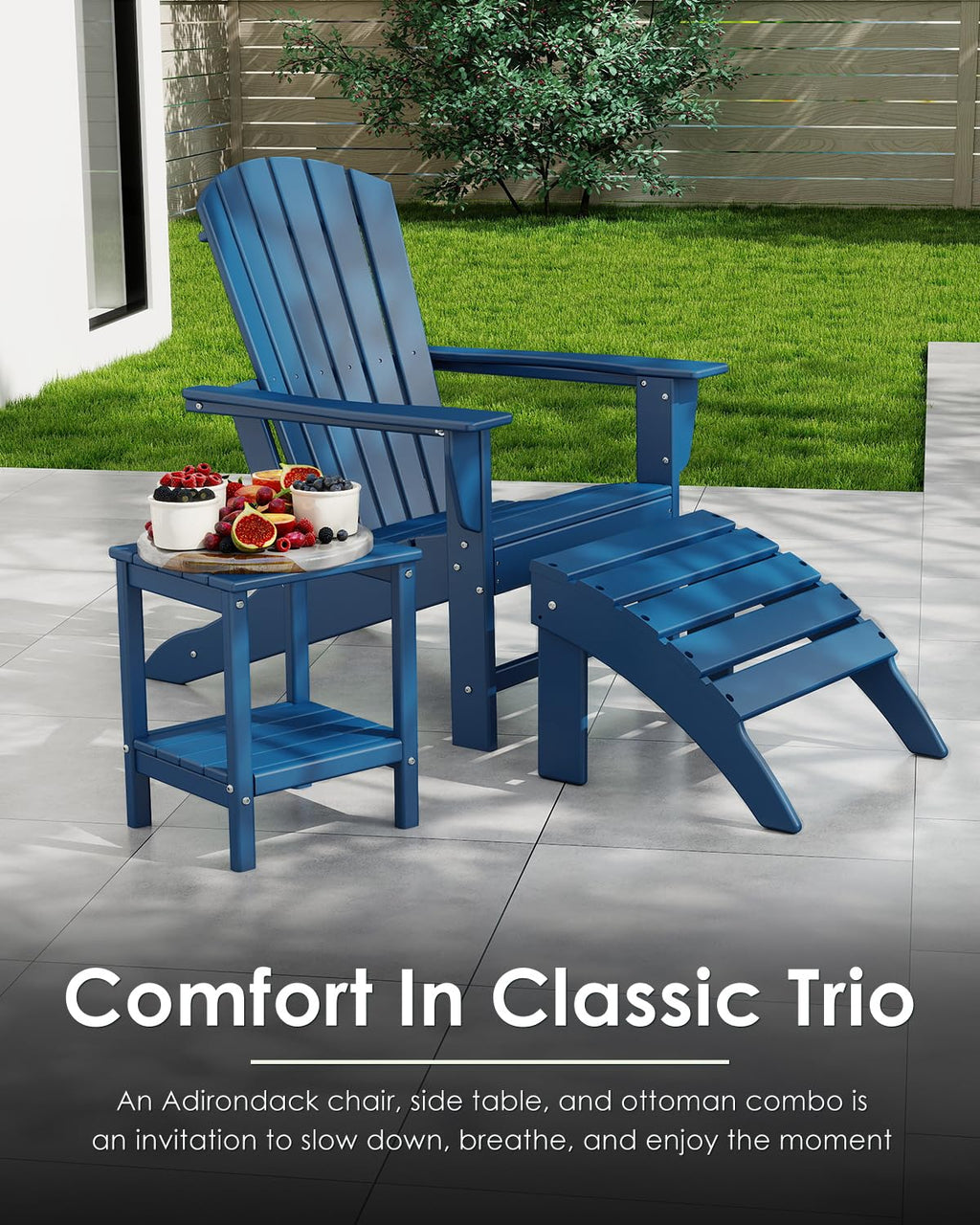 Oversized Adirondack Chairs Set of 2 HDPE All Weather Blue V338520