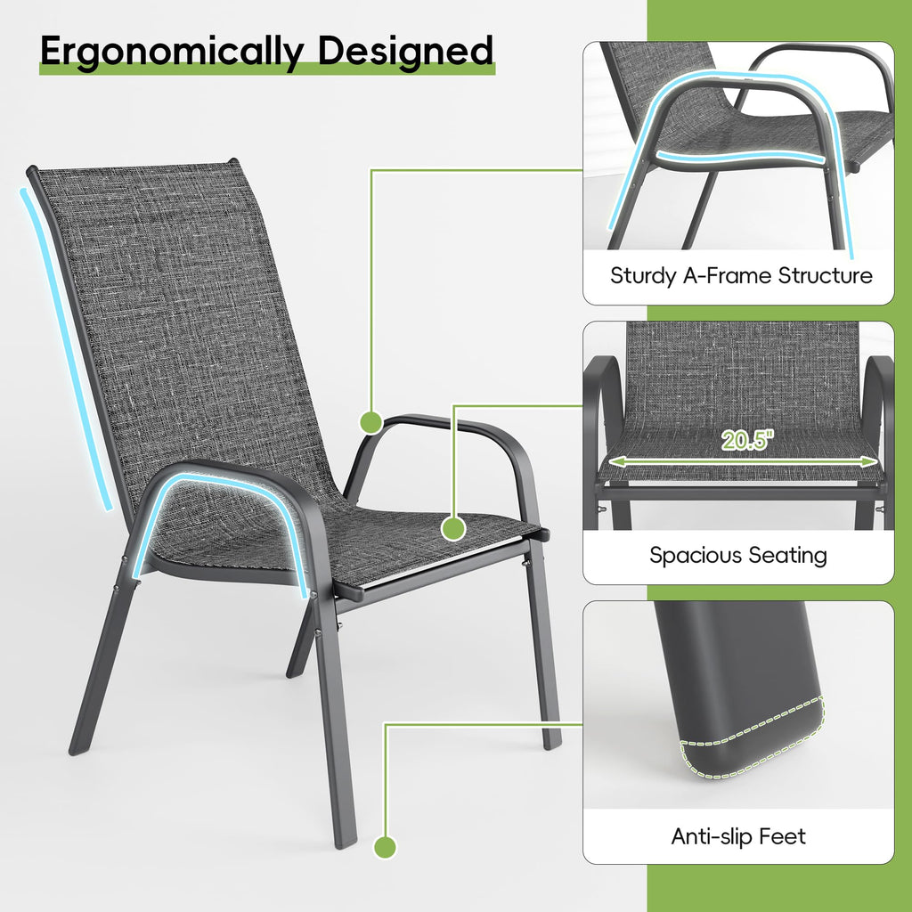 Dark Grey Metal Patio Chairs Set of 4 Q7041