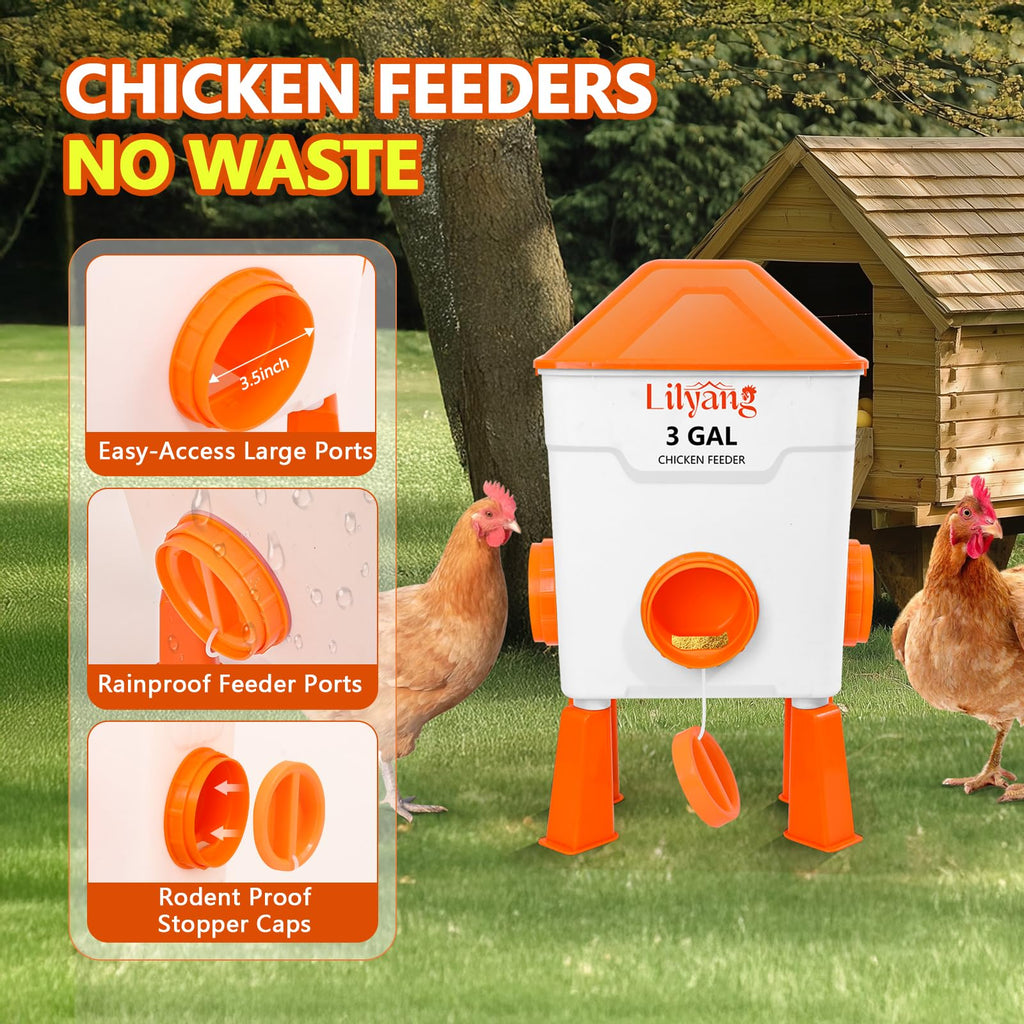 3 Gallon Automatic Chicken Waterer & Feeder Set J2385