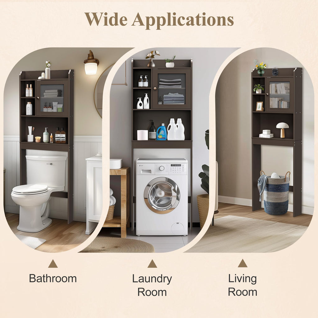 Over The Toilet Storage Cabinet with Adjustable Shelf and Double Doors N691
