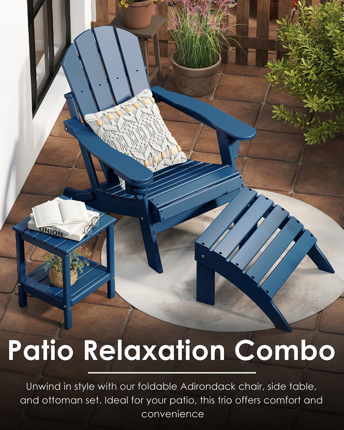 Folding Adirondack Chairs Set of 2 Blue Z9417