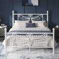 White Full Size Metal Platform Bed Frame U4929