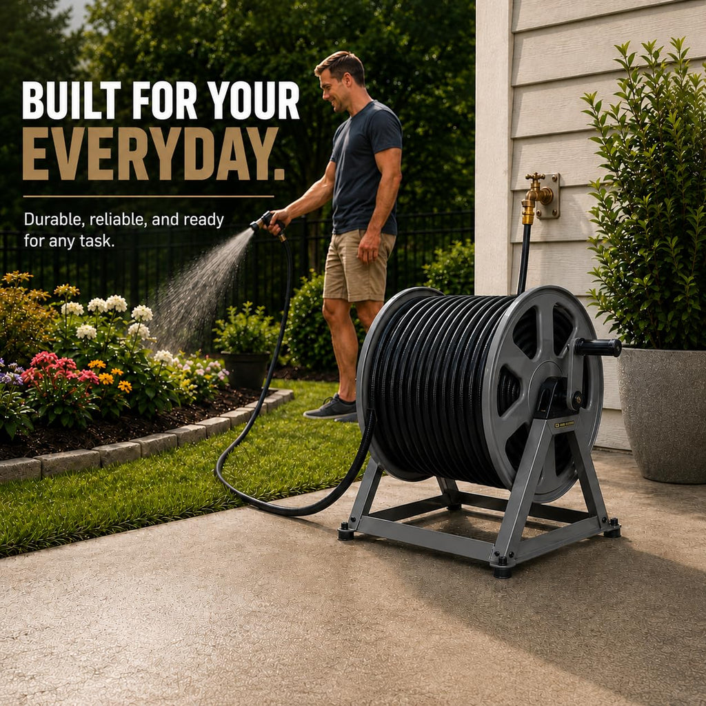 200ft Heavy Duty Metal Floor and Wall Mounted Hose Reel K81301