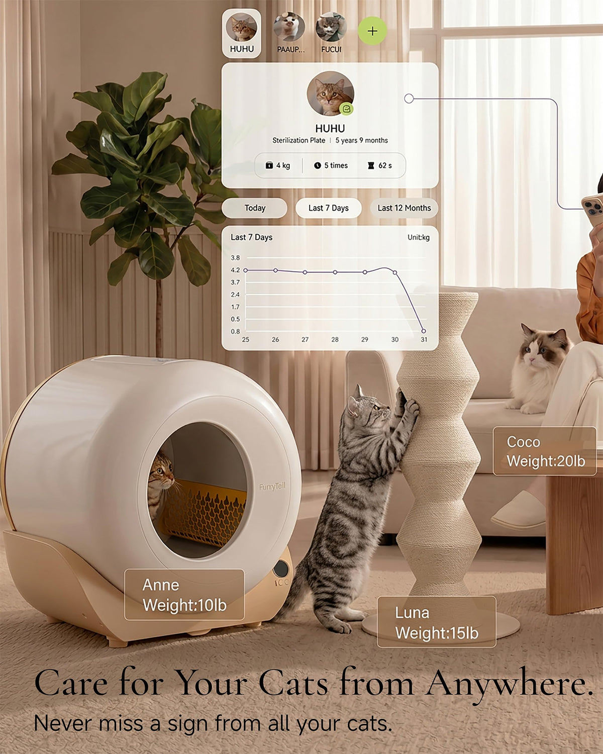 Automatic Self Cleaning Litter Box with Night Light P8149