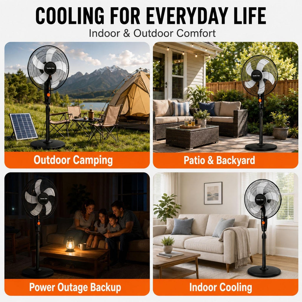 16 Inch Rechargeable Pedestal Fan with Solar Panel S363