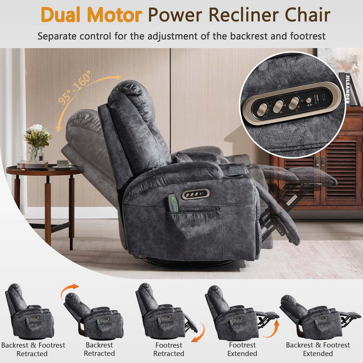 Power Swivel Rocker Recliner Chair F668347