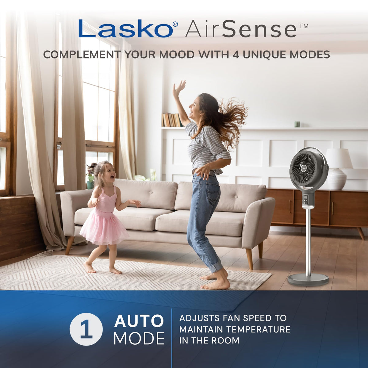 Pedestal Fan with Remote Control, Adjustable Height, Night Light, Gray D40246
