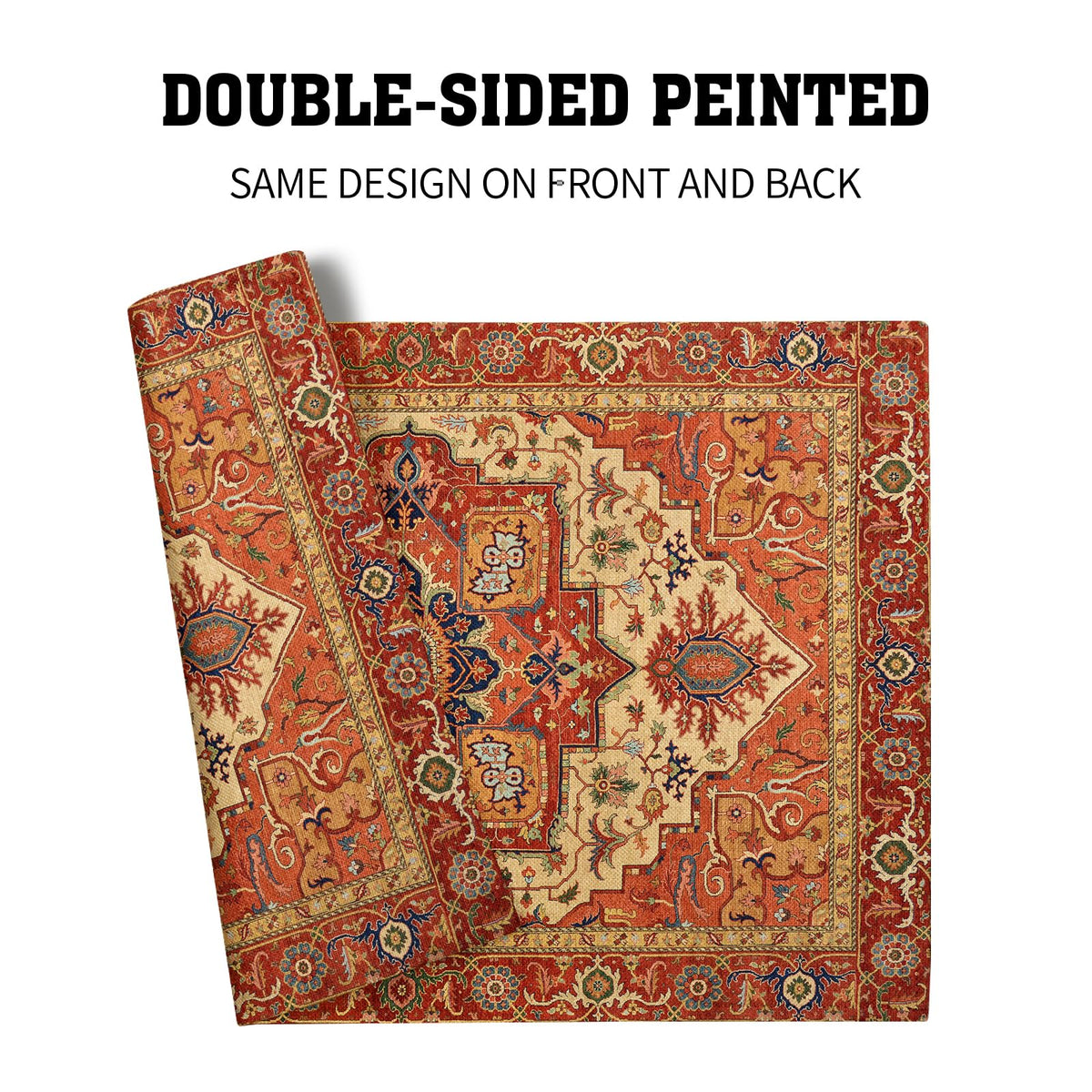 Boho Ethnic Placemats Set of 4 Orange Brown Retro Flower Linen 12"x18" P850