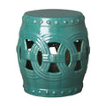 Teal Glazed Garden Stool A134
