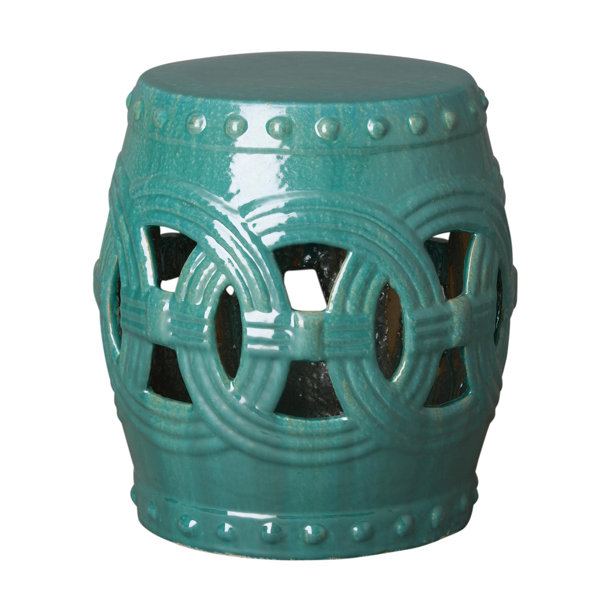 Teal Glazed Garden Stool A134