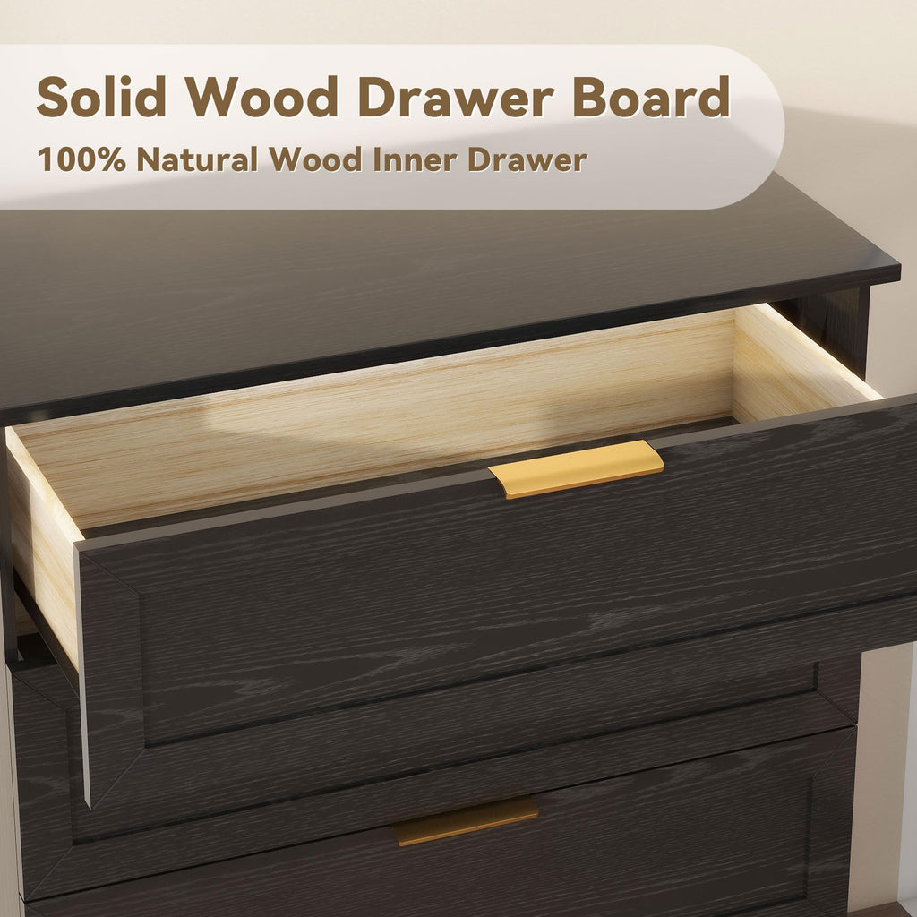 Modern Wide Wooden Chest of Drawers, Black V164058