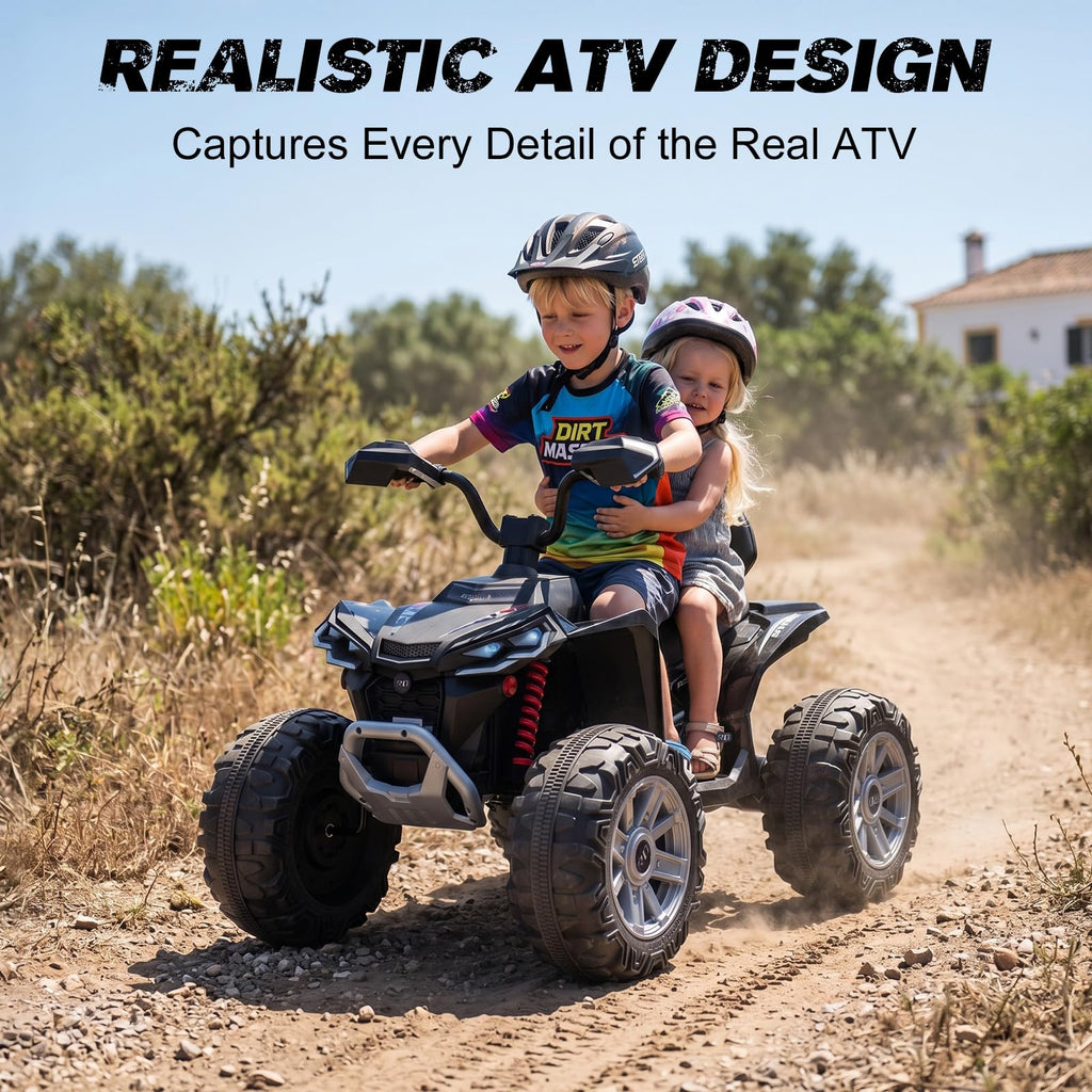 24V 2 Seater Kids ATV with LED Lights and Music, Black N42197