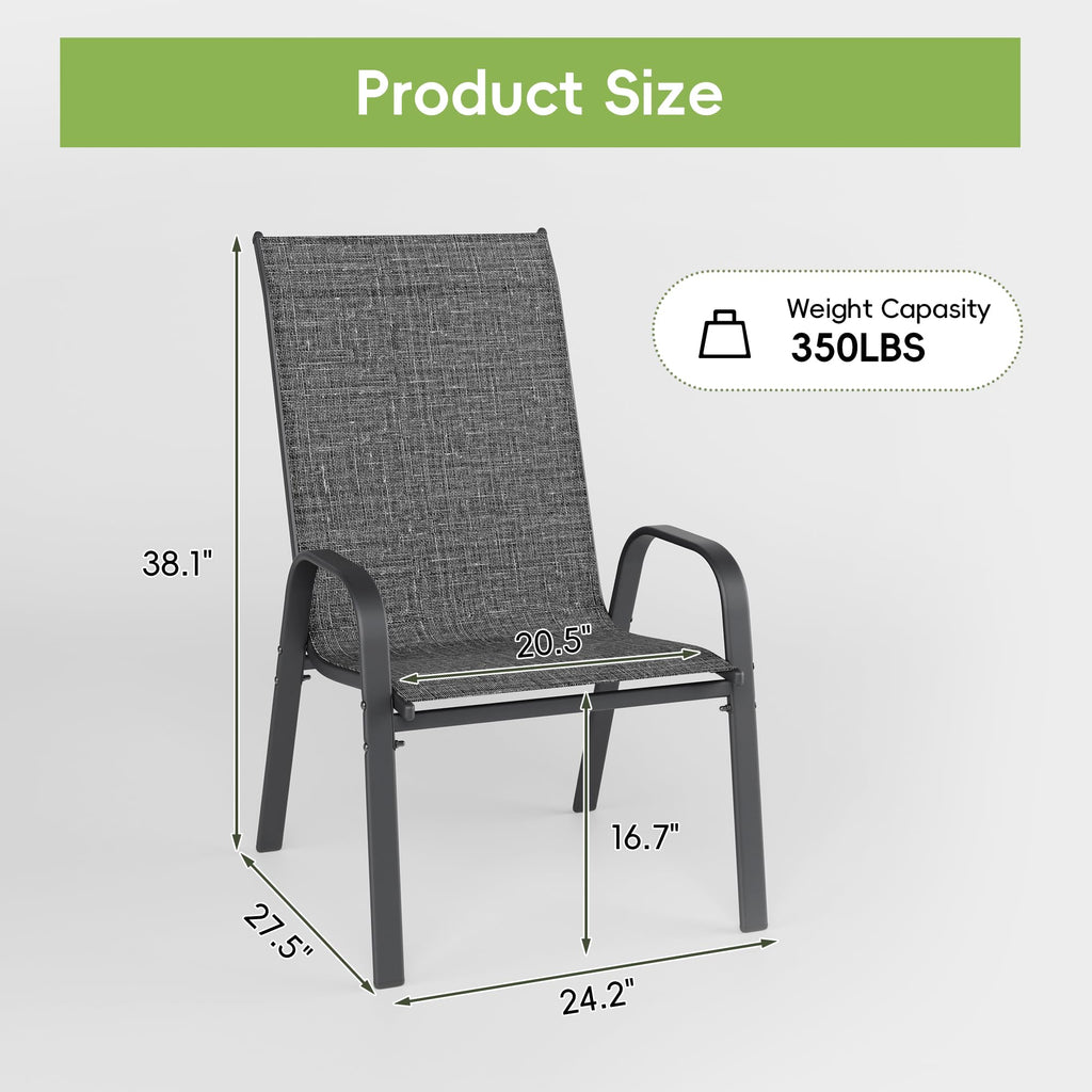 Dark Grey Metal Patio Chairs Set of 4 Q7041