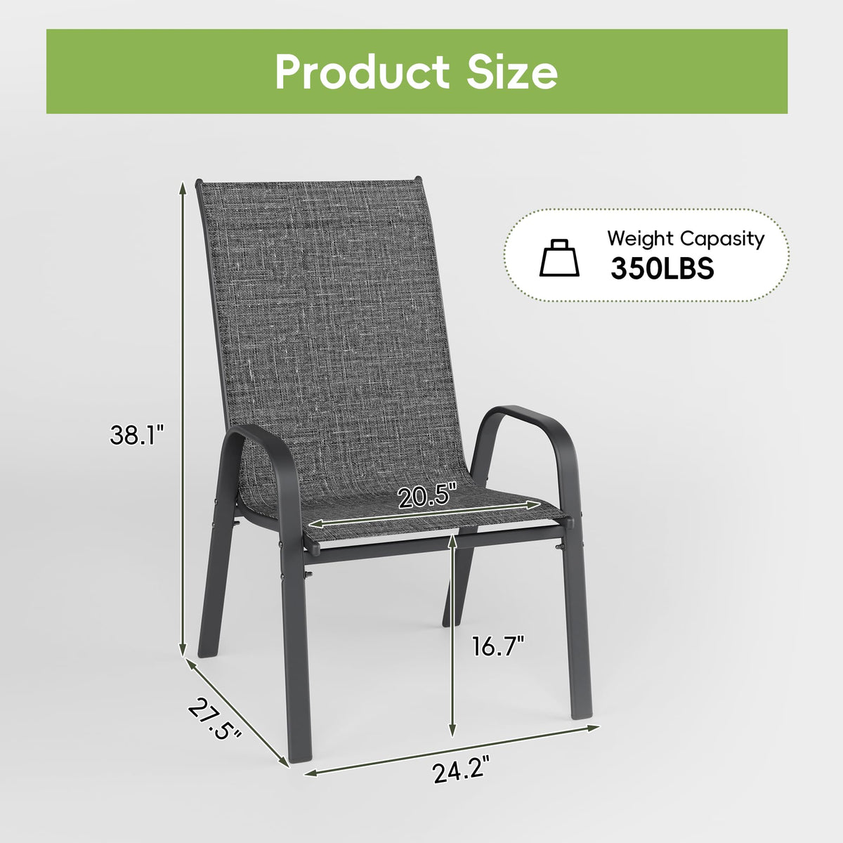 Dark Grey Metal Patio Chairs Set of 4 Q7041