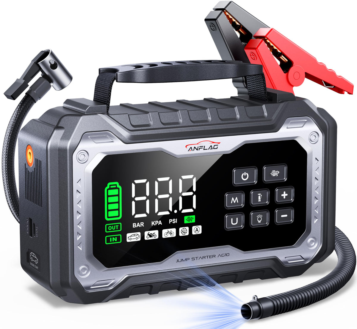 Car Battery Jump Starter with Air Compressor 8000A Portable Booster Pack 160PSI Tire Inflator M497849