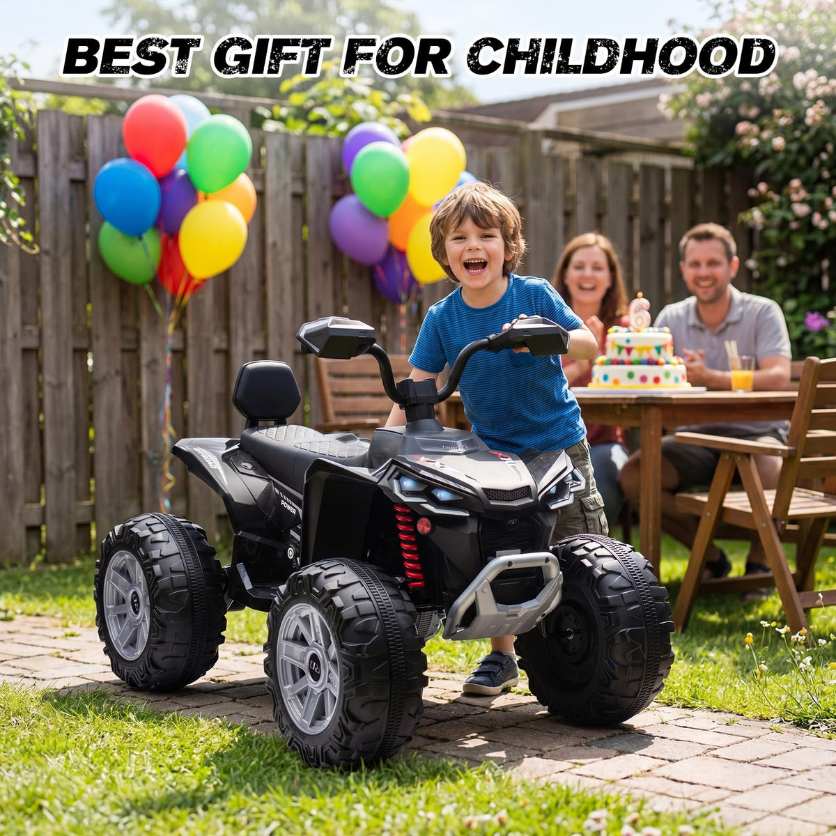 24V 2 Seater Kids ATV with LED Lights and Music, Black N42197