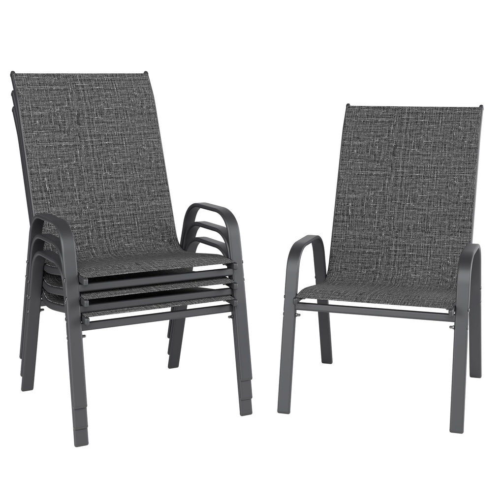 Dark Grey Metal Patio Chairs Set of 4 Q7041