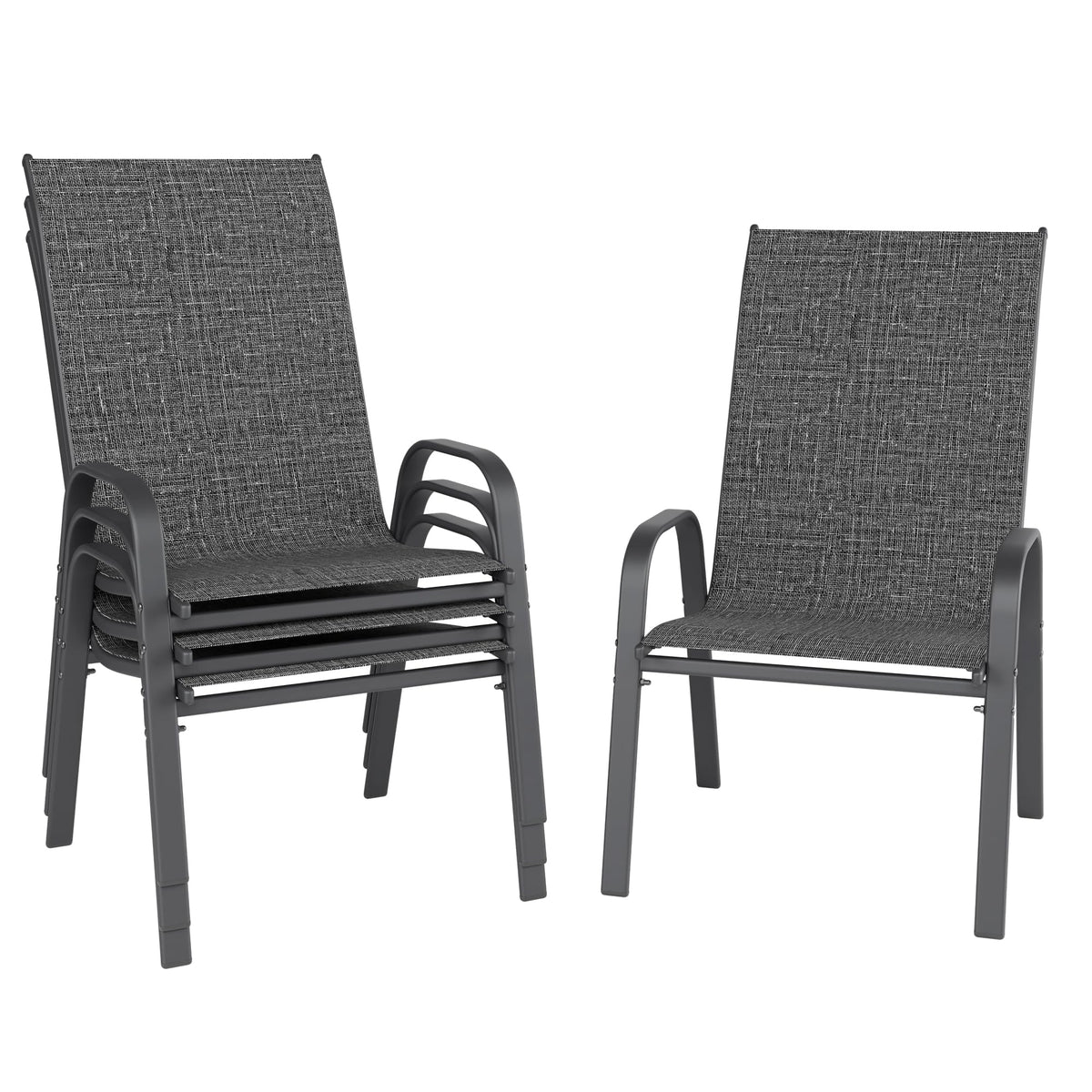 Dark Grey Metal Patio Chairs Set of 4 Q7041