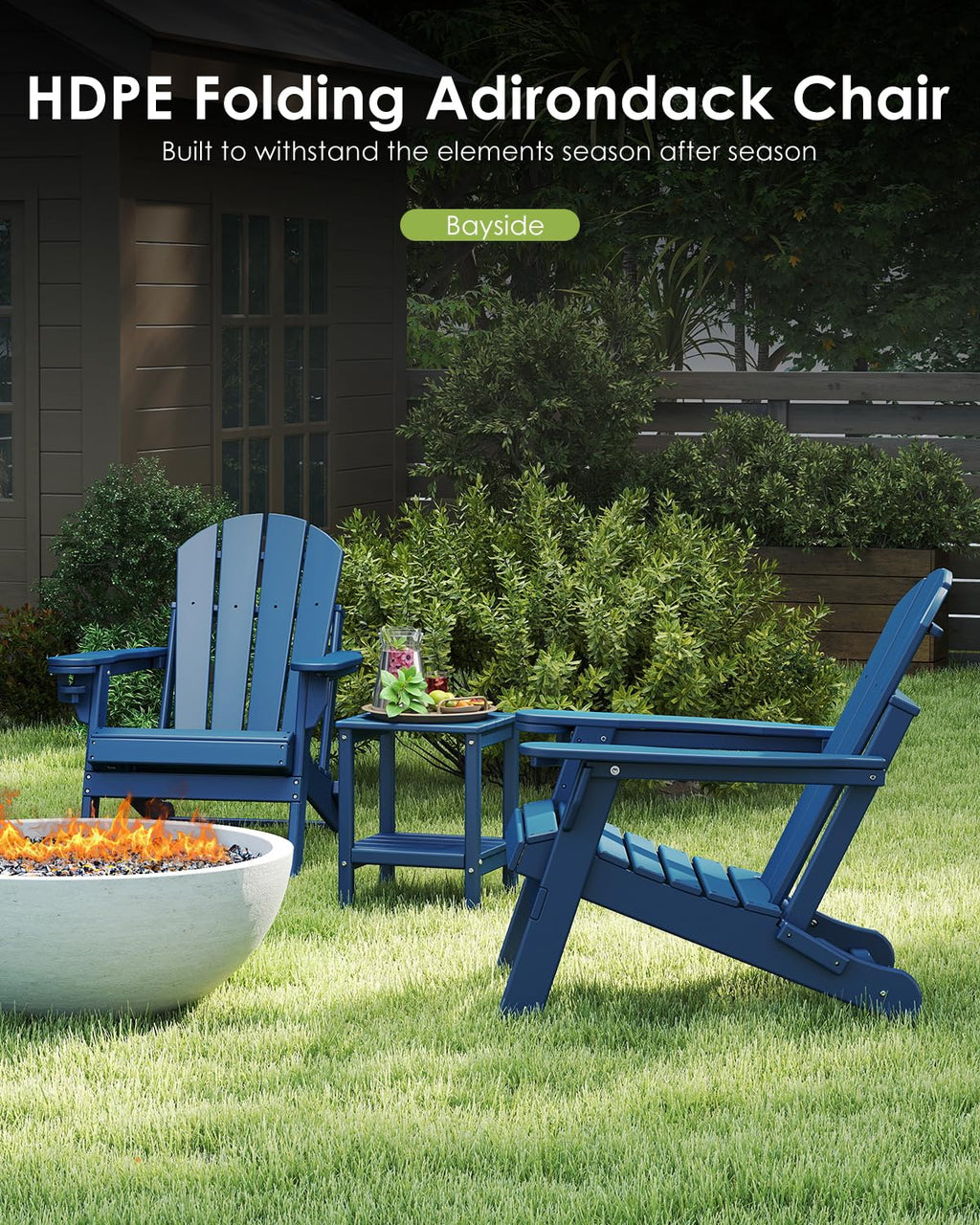Folding Adirondack Chairs Set of 2 Blue Z9417