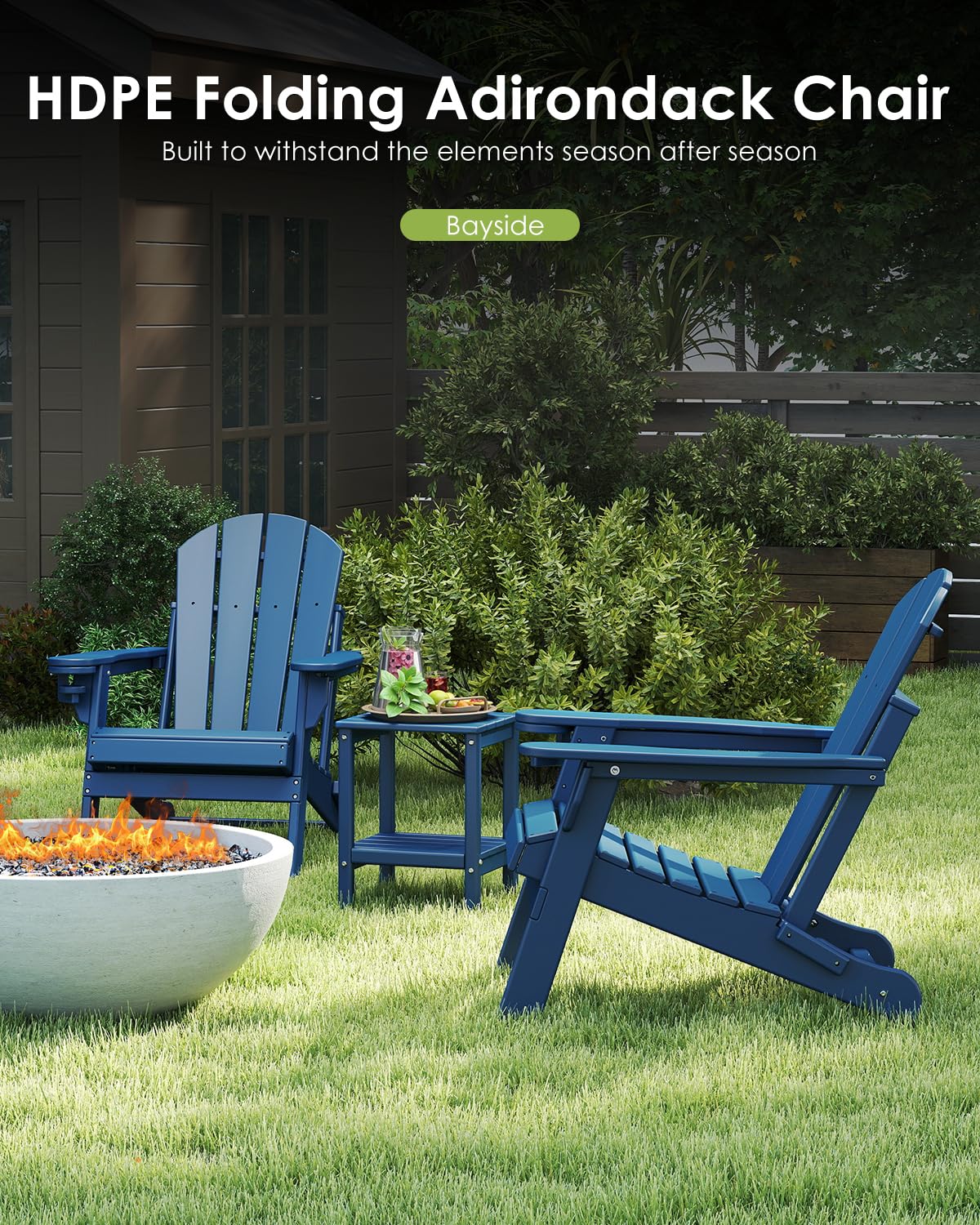 Folding Adirondack Chairs Set of 2 Blue Z9417