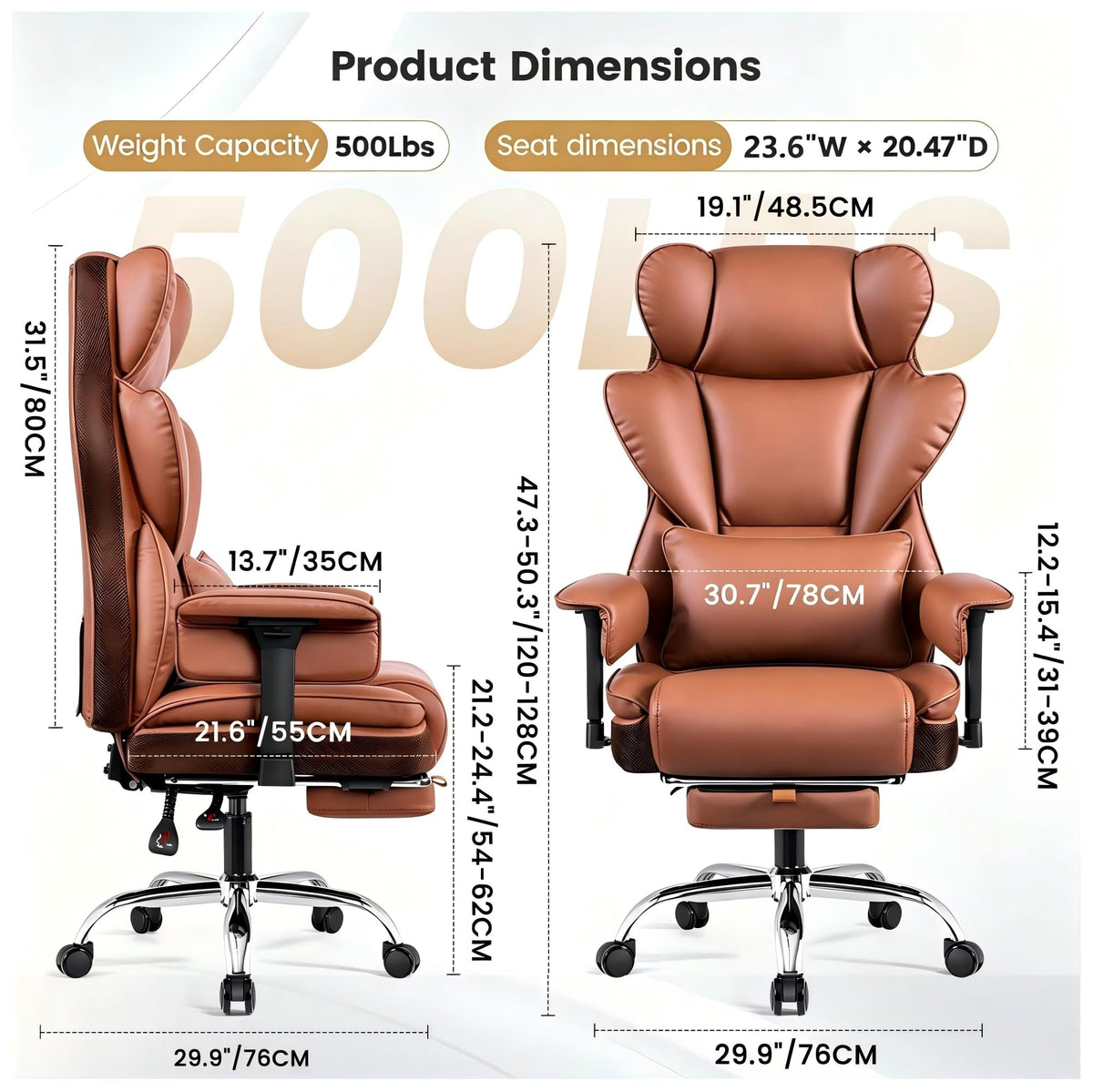 Big and Tall Office Chair 500 lbs PU Leather T231176
