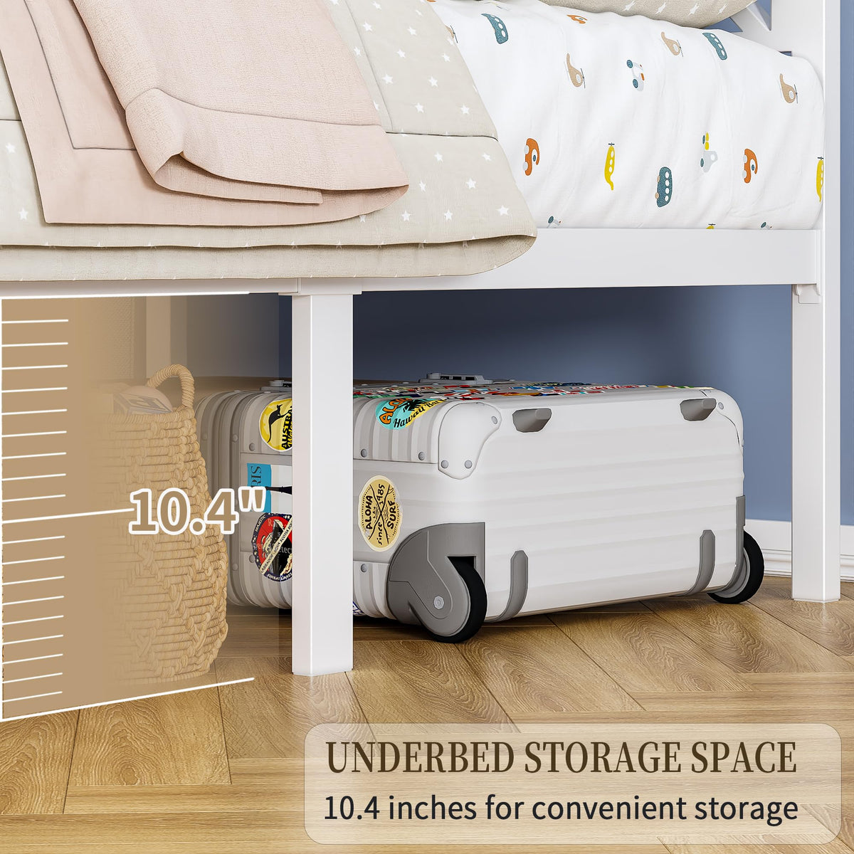 White Twin Metal Bed Frame with USB Charging Station M74879