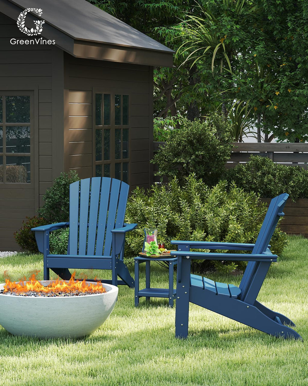 Oversized Adirondack Chairs Set of 2 HDPE All Weather Blue V338520