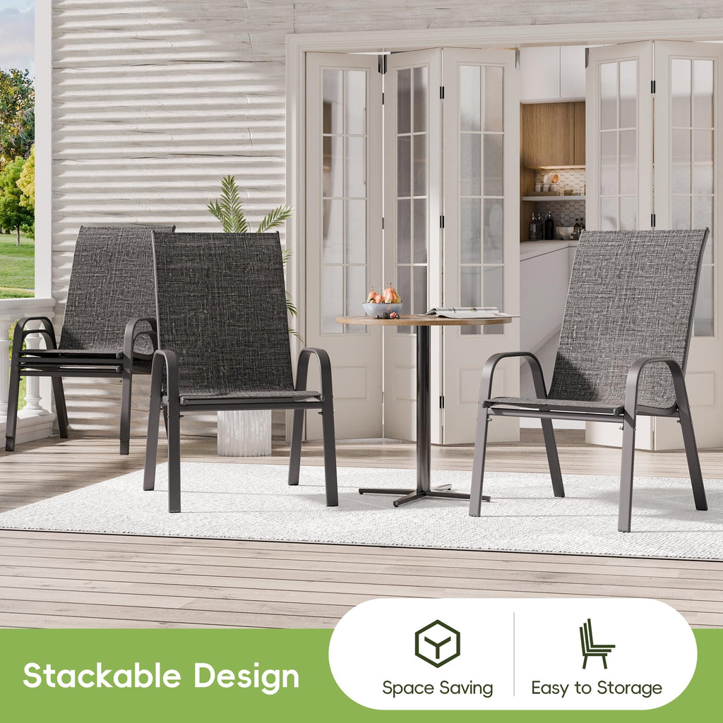 Dark Grey Metal Patio Chairs Set of 4 Q7041