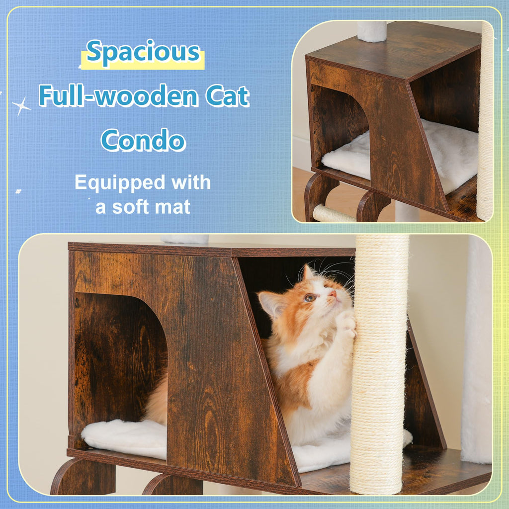 Wooden Cat Tree with Large Platforms D9800