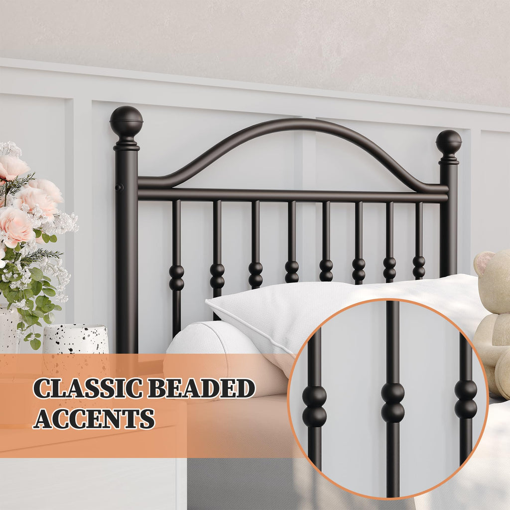 Twin Size Metal Platform Bed Frame with Headboard & Footboard P80661