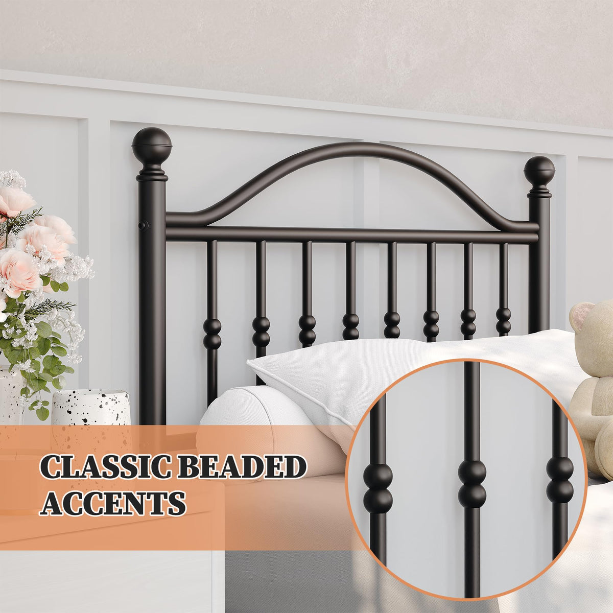 Twin Size Metal Platform Bed Frame with Headboard & Footboard P80661