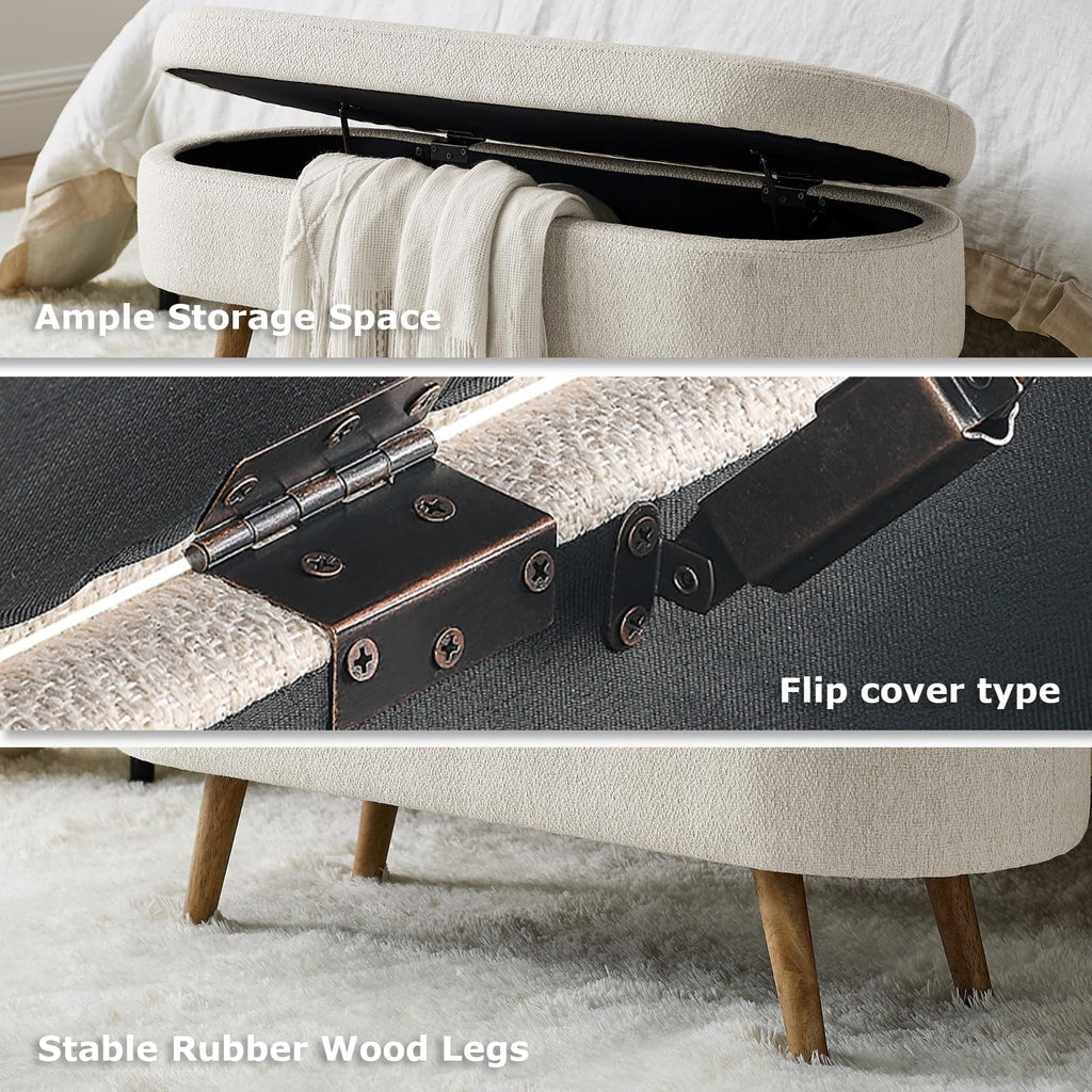 Oval Storage Bench Linen Fabric R61692