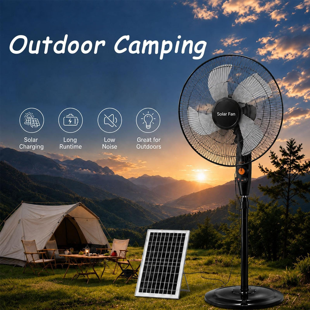 16 Inch Rechargeable Pedestal Fan with Solar Panel S363