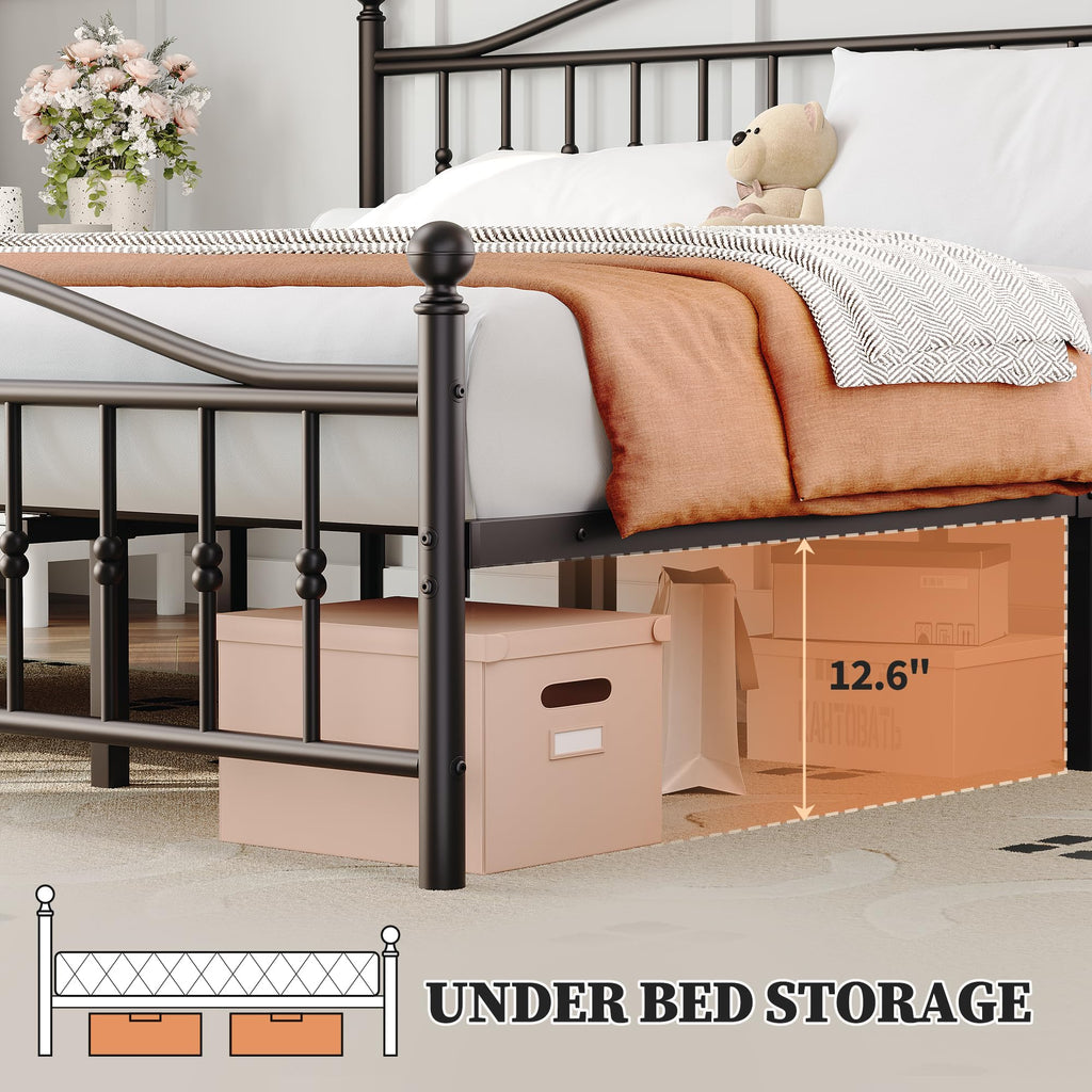 Twin Size Metal Platform Bed Frame with Headboard & Footboard P80661
