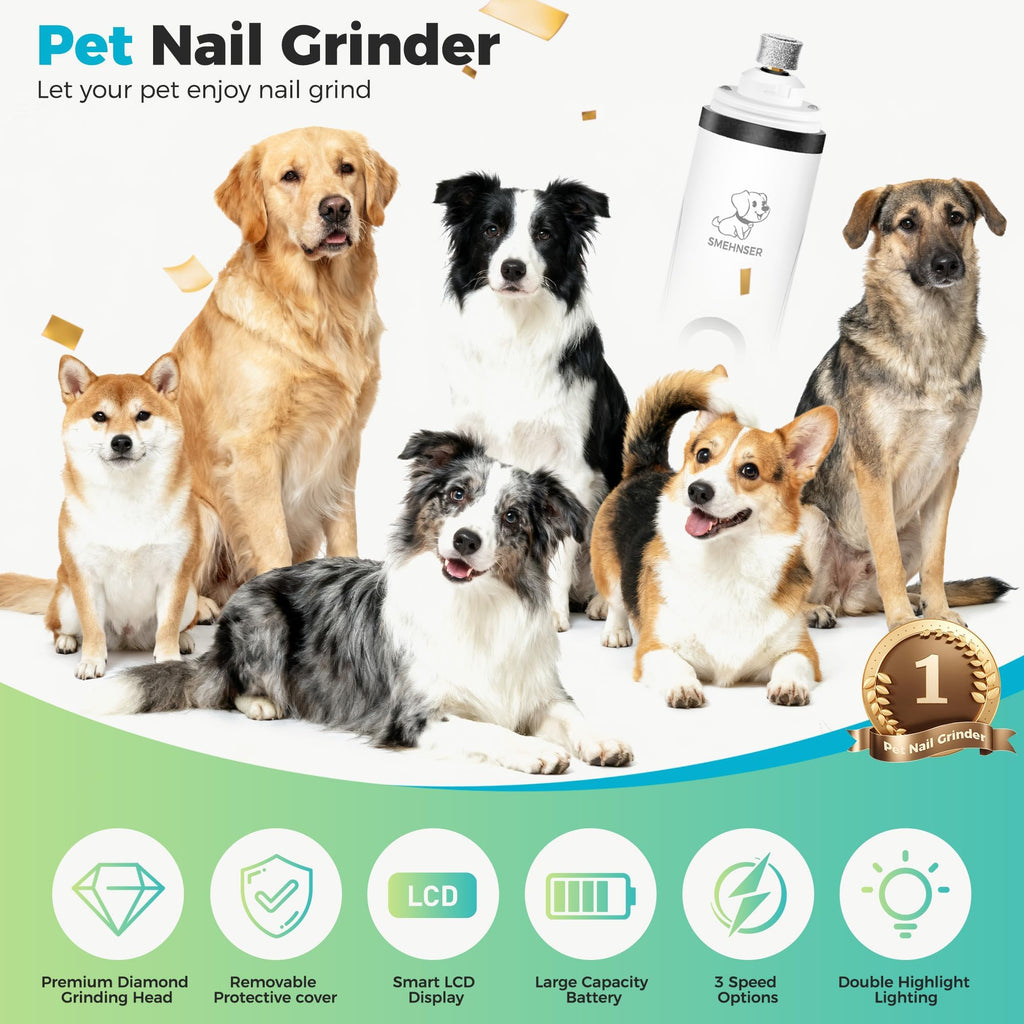 Silent Cordless Dog Nail Grinder with 3 Adjustable Speeds R358029