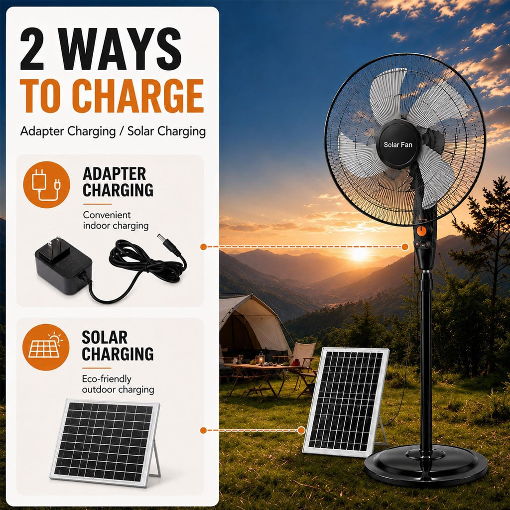16 Inch Rechargeable Pedestal Fan with Solar Panel S363