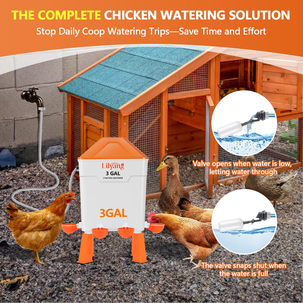 3 Gallon Automatic Chicken Waterer & Feeder Set J2385