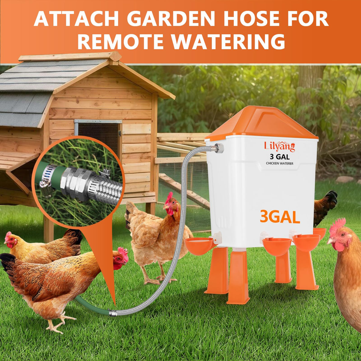 3 Gallon Automatic Chicken Waterer & Feeder Set J2385