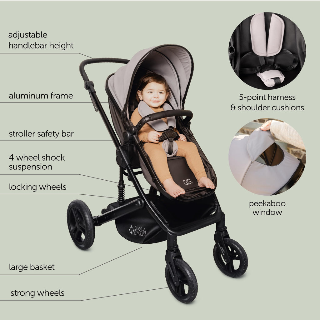 2-in-1 Foldable Baby Stroller with Extendable Canopy Q696770