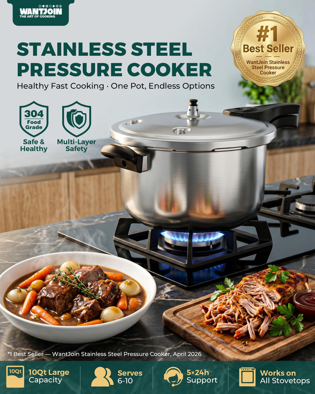 10 Quart Stainless Steel Pressure Cooker V53531