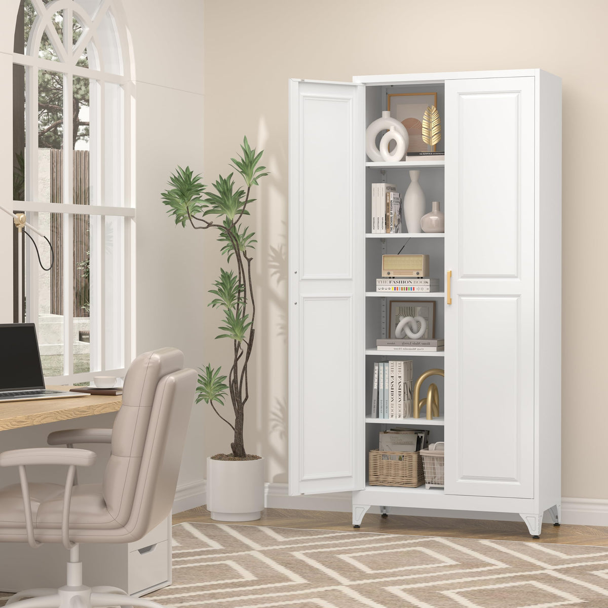 75" Metal Kitchen Pantry Cabinet with Doors C1063