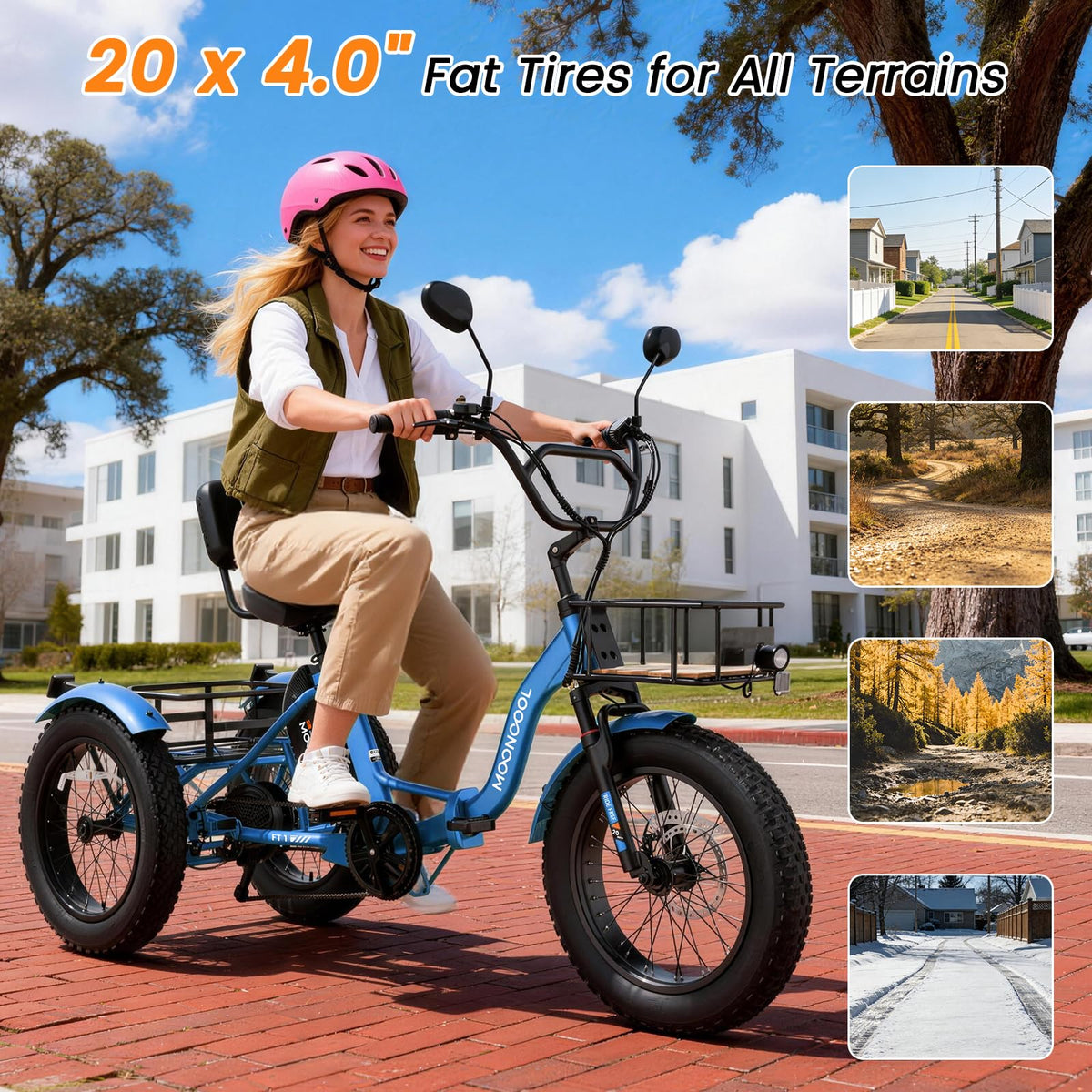 Electric Tricycle for Adults 500W 20" Fat Tire M753503