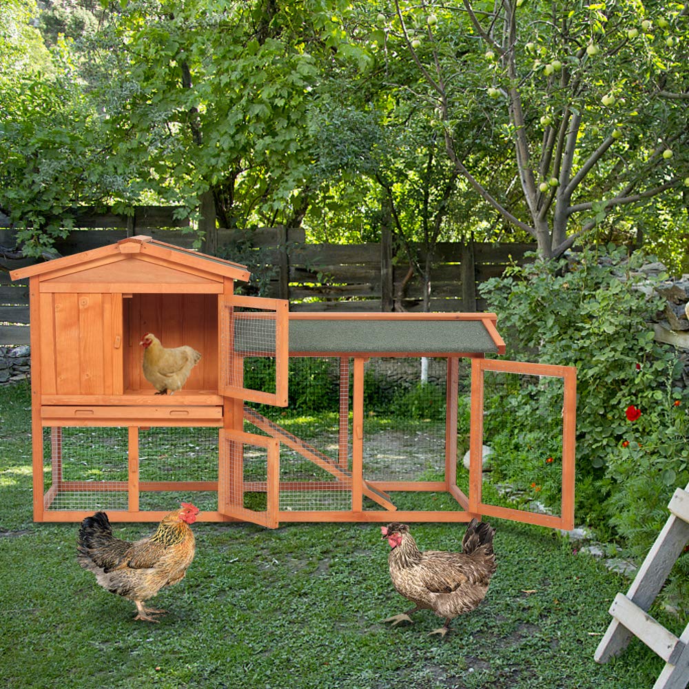 Wooden Chicken Coop with Waterproof Roof and Nesting Box P635653