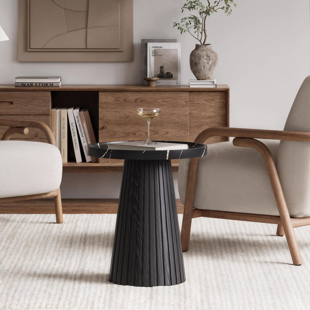 Black Marble Veneer Nesting Coffee Table Set of 2 G886144