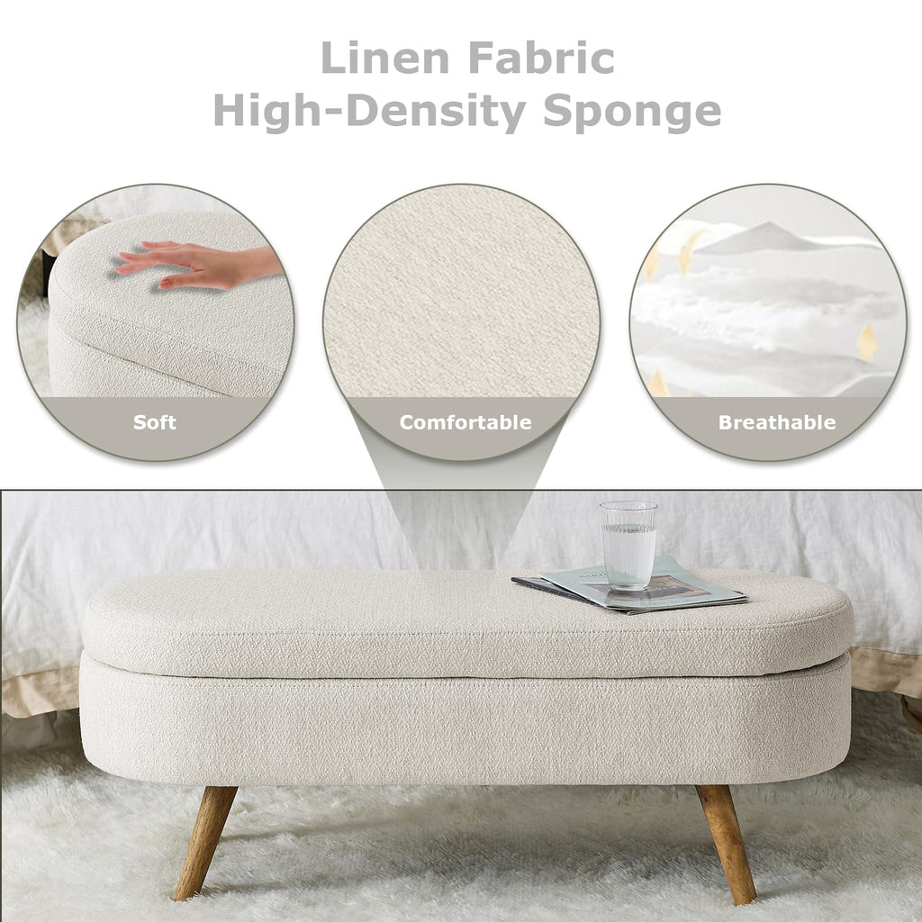 Oval Storage Bench Linen Fabric R61692