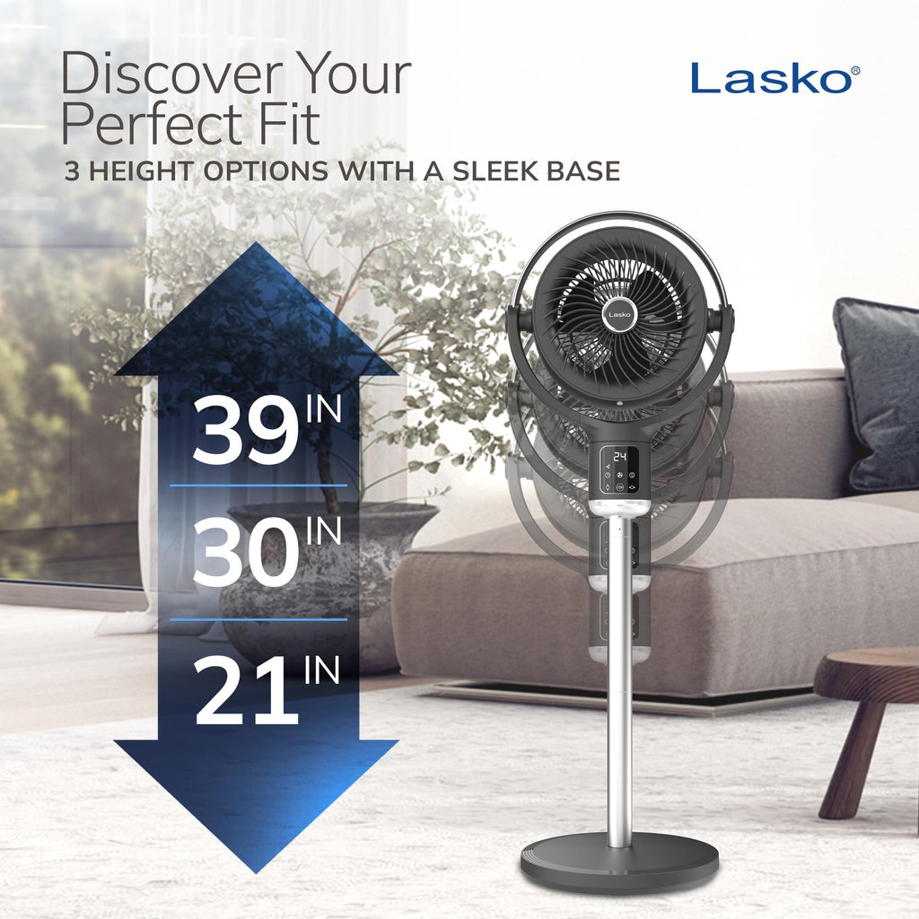 Pedestal Fan with Remote Control, Adjustable Height, Night Light, Gray D40246