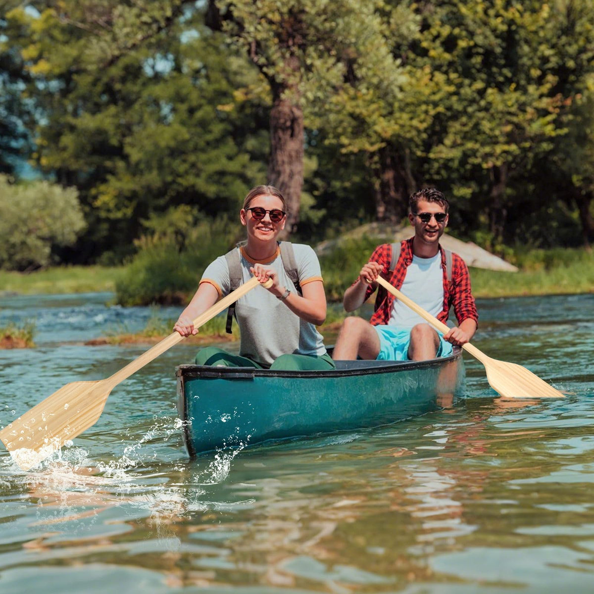 4 ft Wooden Canoe Paddles with Ergonomic Grip P1106